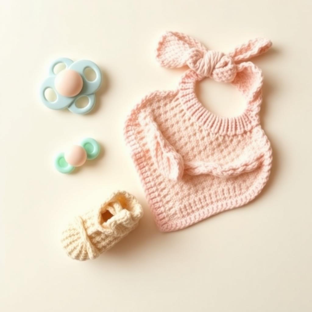 Knitted Booties & Bib Set